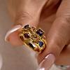 Vintage Geometric Colorful Zircon Rings For Women Luxury Gold Color Copper Knuckle Ring Female Wedding Party Charm Jewelry Gift