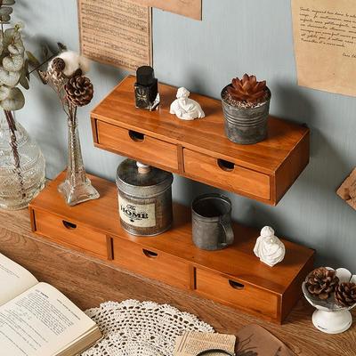 Solid Wood Multi-Layer Desktop Organizer Cabinet for Office and Jewelry Storage