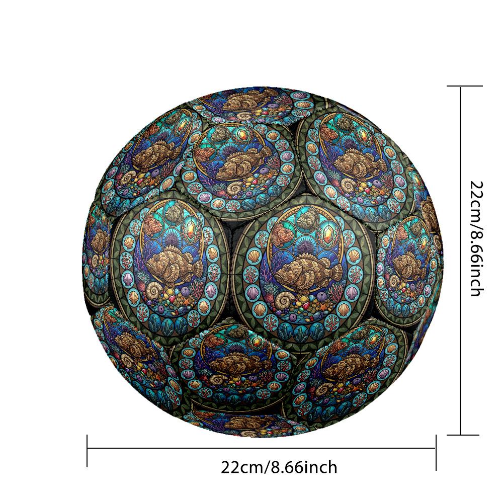 Marine Life Glass Round Football Size 5 Adult Ball Suitable for Training Matches and Outdoor Team.
