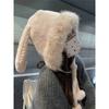 Korean Style Sweet and Cute Autumn and Winter Long Ear Rabbit Hooded Hat To Prevent Cold Student Girls Warm Ear Protecting Hat To Show Small Face