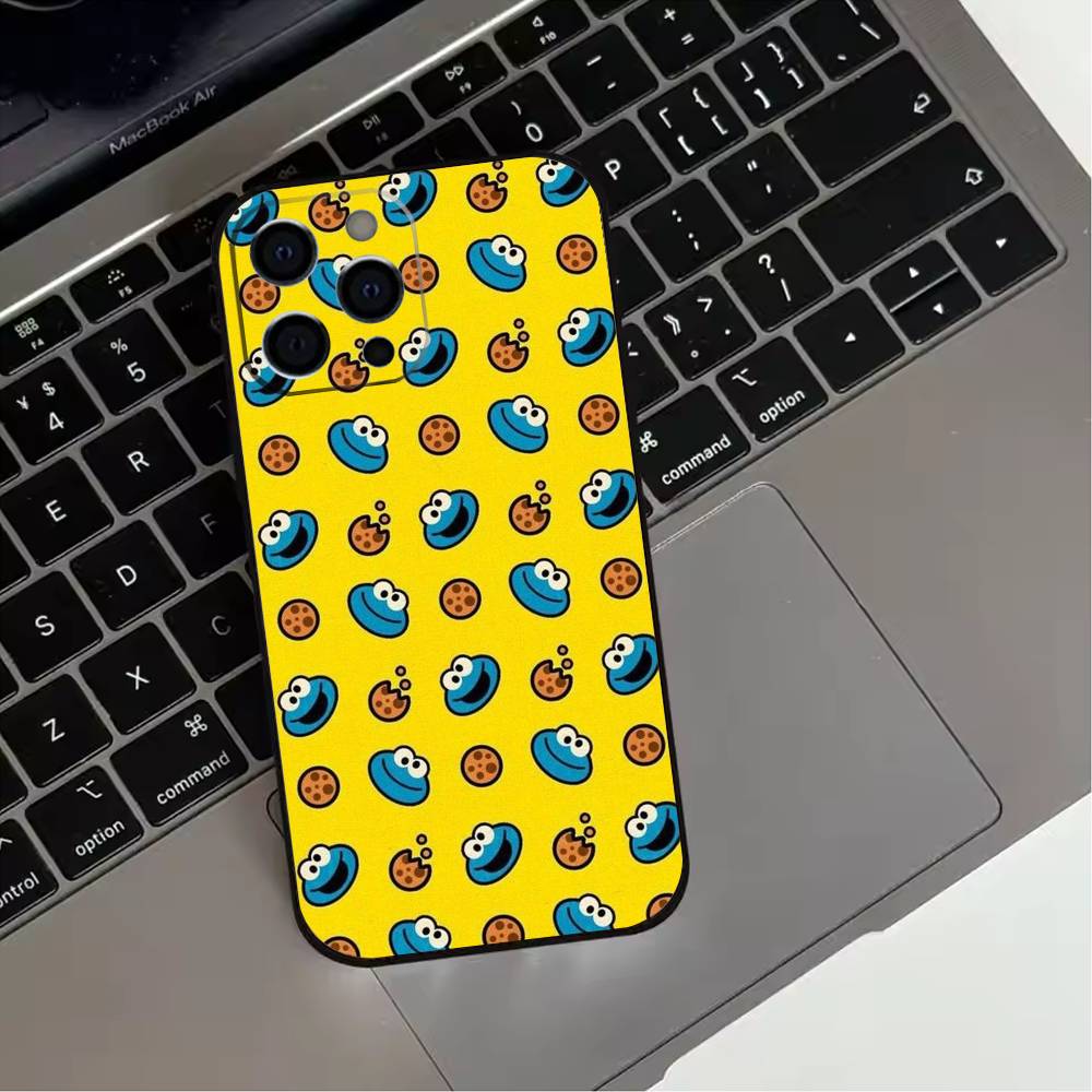 C-Cookie-Funny M-Monster Phone Case For iPhone 17,16,15,14,13,12,11 Plus,Pro Max,XS,Soft Silicone Black Cover