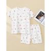 27Home Brand Summer Kidsren's Short-Sleeved Suit Lycra Cotton Home Clothes Pajamas Two-Piece Set Baby Girl Clothes