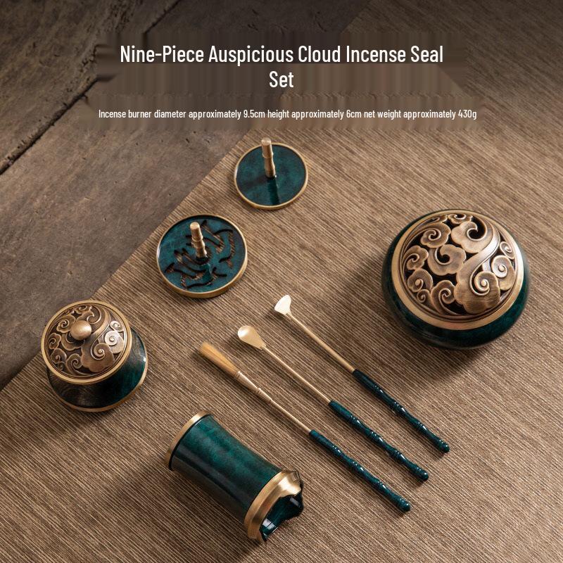 

Xiangyun Blue Rhyme Incense Seal Nine-Piece Gift Set | Household Incense Burner Set