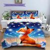 Cute Red Fox Starry Sky Mountain Print 3 Pieces Duvet Cover Set Wildlife Animal Bedding Bedroom Home Decor Without Pillow Core Comforter