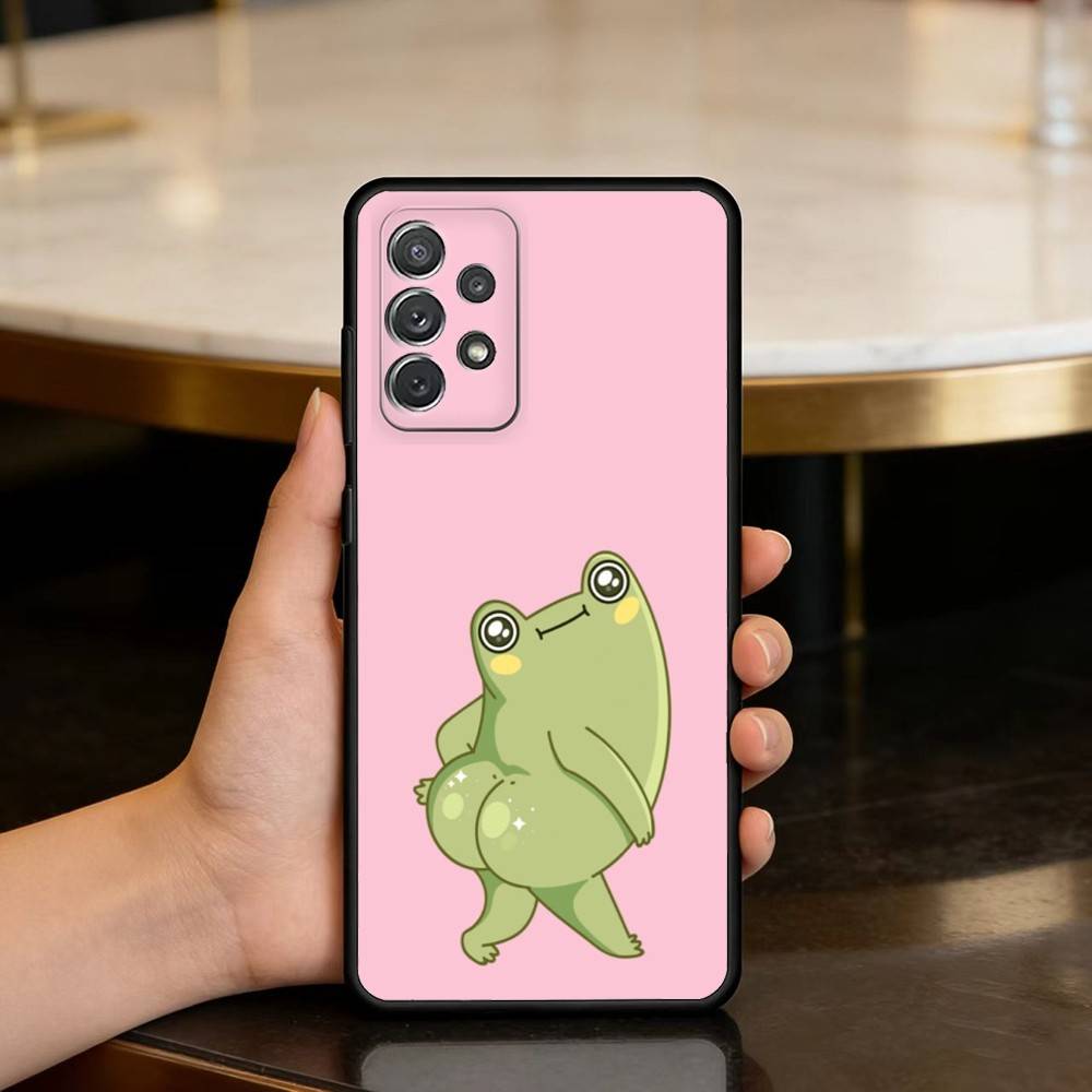 

Т-Лягушка К-Милая Мягкий Силикон Черный Чехол для Телефона Для Samsung Galaxy A73,A72,A71,A70,A53,A52,A51 Samsung a21s