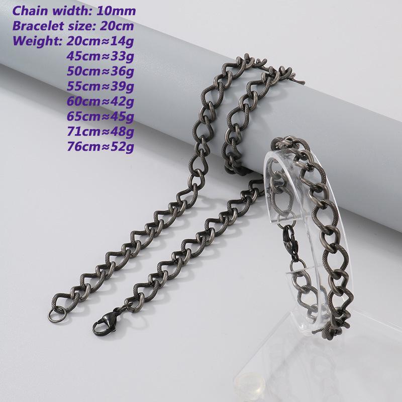 Retro Black Cuban Chain Bracelet Necklace with Multiple Chains Options