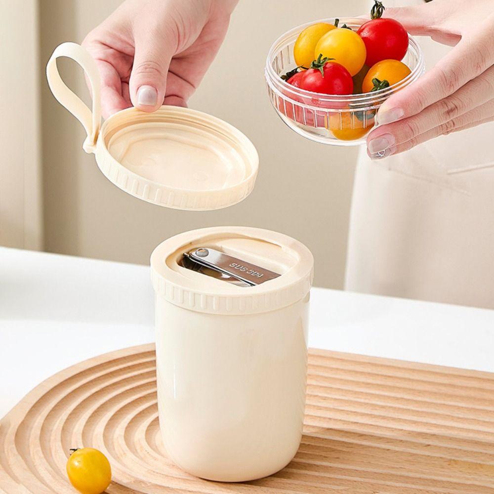 Draagbare 320ml/520ml Ontbijtbekers Handheld Seal Saladebeker met Lepel Lekdichte Yoghurtkom voor Havermout Granen Noten Yoghurt