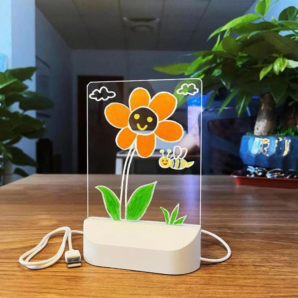 Erasable LED Drawing Board With Night Light Creative Light Up Note Board  Message Board