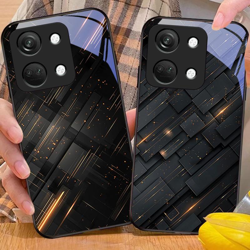 Meteorická zlatá korálka Pro OnePlus Nord 3 5 6T 7 Pro 8 12 10T Reno8 Lite 5G 10R Nord N30 Pevný kryt Tvrzené sklo Pouzdro na telefon Černý