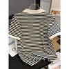 T-shirt a maniche corte con colletto a righe da donna, Nuova versione coreana estiva ampia, Camicia da donna versatile snellente come top