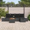 6 Piece Garden Sofa Set with Cushions Black Poly Rattan