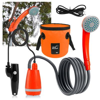 Outdoor Portable Camping Shower Kit with 2.5-3.5L/min Water Discharge 2m Hose USB Charging 30-60min