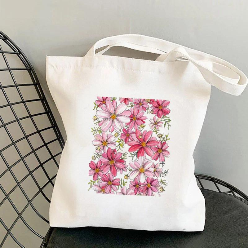 Floral Print Causal Canvas Bag Harajuku Women Shoulder Bags  Female Tote Handbag Large Capacity Shopper Handbag Fashion Handbags