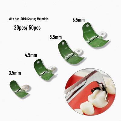 20 Stück oder 50 Stück Dentale Matrizenbänder Sektioniert Konturierte Metallmatrizen Matrizenbänder Elastische Matrizen mit PTFE Antihaftbeschichtung Zahnarzt