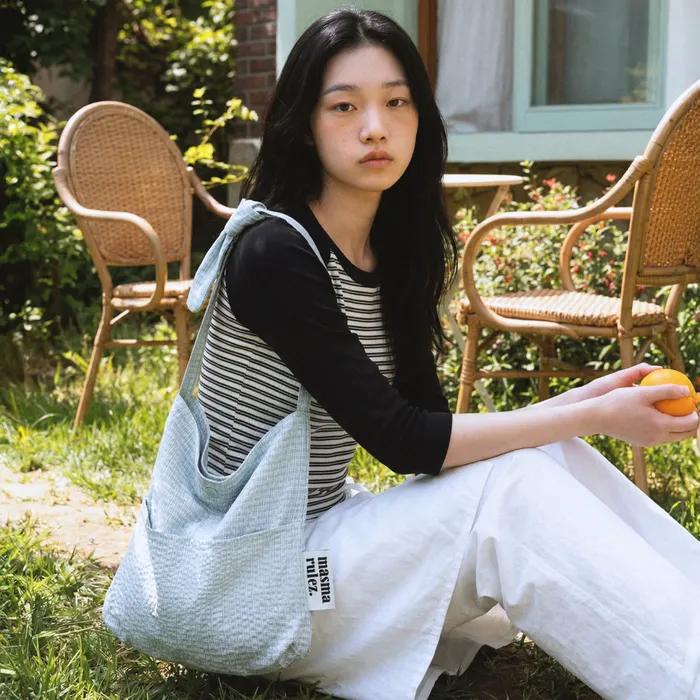 Snack eco crossbag_Tiny check mint