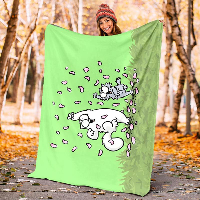 Simon's cat Flannel Blanket Soft Warm All-Season Throw, Design for Camping, Car Travel, Hiking Sofa, Bed, Office Perfect Gift for Parties