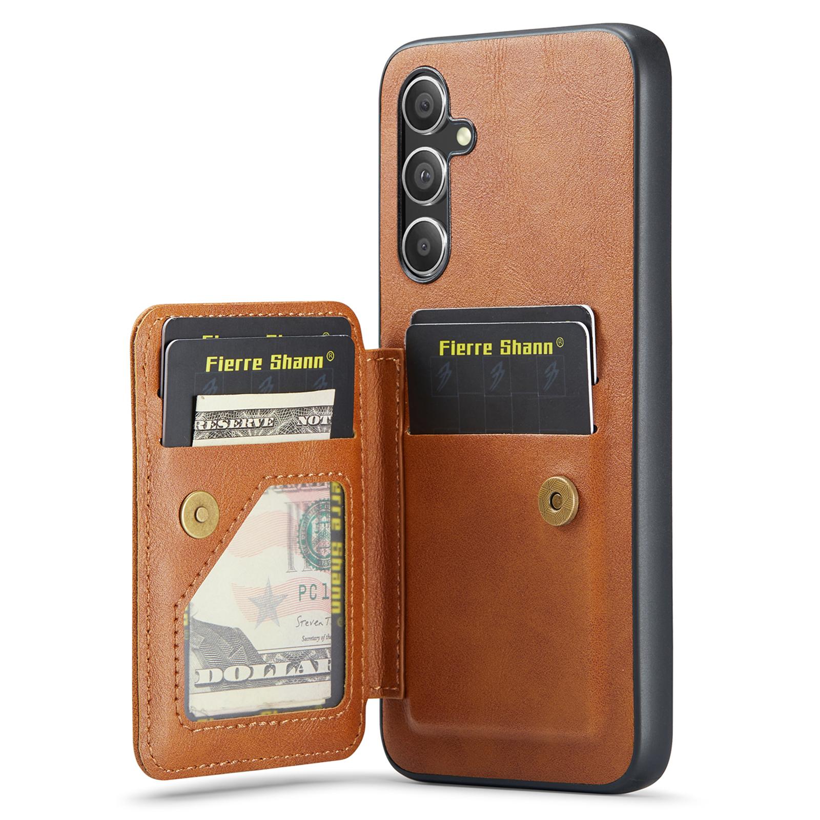 

For Samsung Galaxy A34 5G Case Kickstand Shockproof Leather+TPU Phone Cover Brown