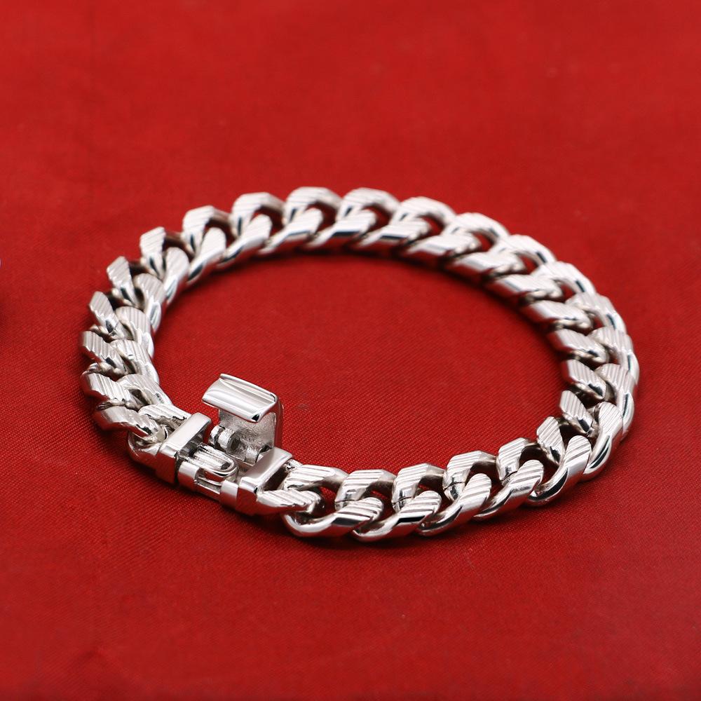 Classic Cuban Whip Car Flower Bracelet Thick Rhodium Gold Plated Men'S Jewelry