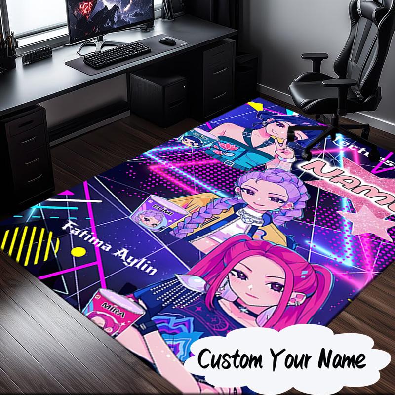 Custom Name KPop Cartoon Carpet, Chair Rug,Area Rug for Office Bedroom living rooms bedroom, Doormat decor Christmas fan gifts