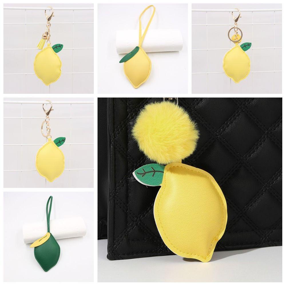 PU Leather PU Leather Hanger Fruit Bag Pendant Lovely Lemon Keychain  Bag Ornament