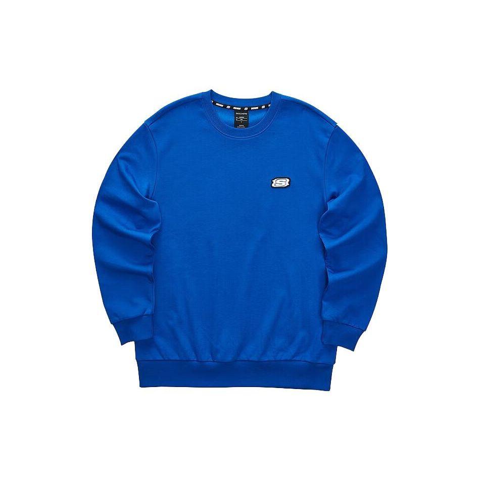 Skechers Solid Color Knitted Crew Neck Sweatshirt Men tops Sky-Blue L423M076-00JG L