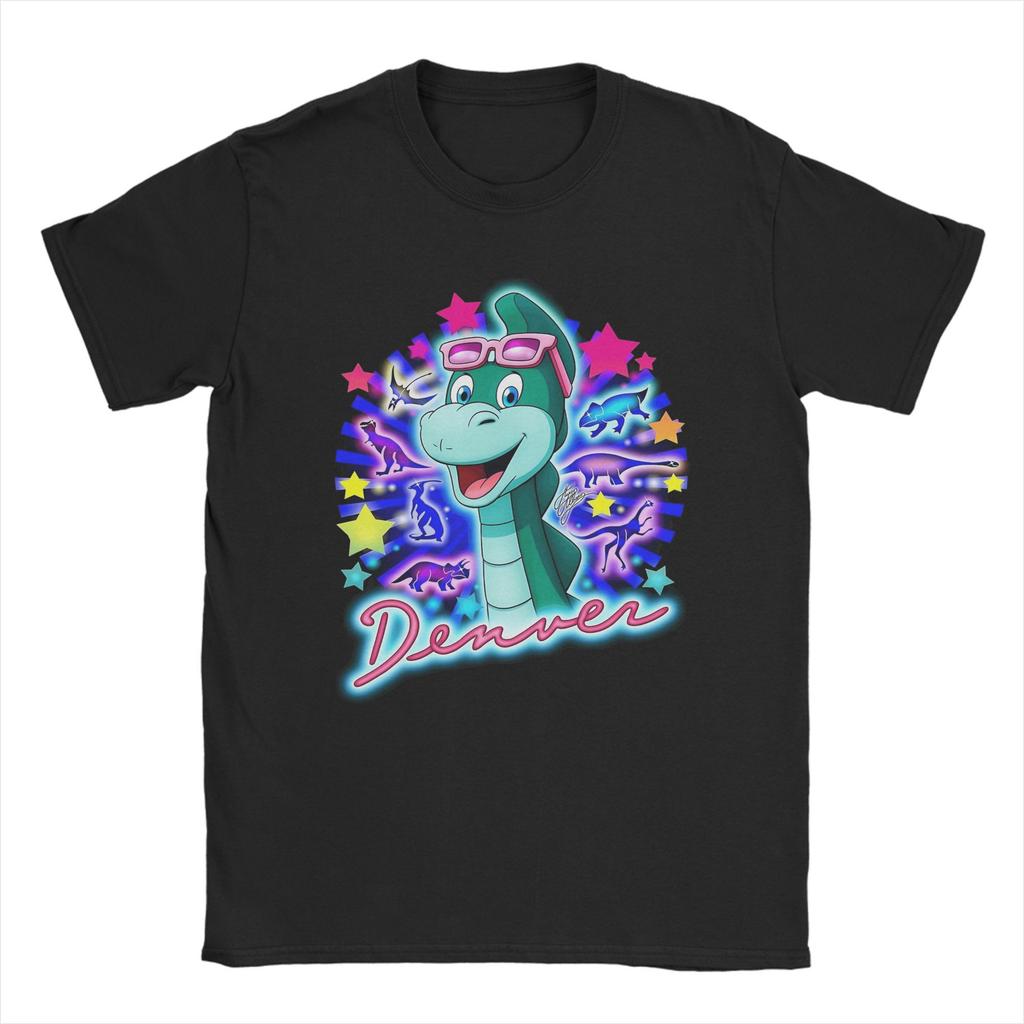 Retro 80s Animated Cartoon T Shirts Men's Cotton Fashion for Male T-Shirt Crew Neck Denver The Last Dinosaur Clothes 6XL