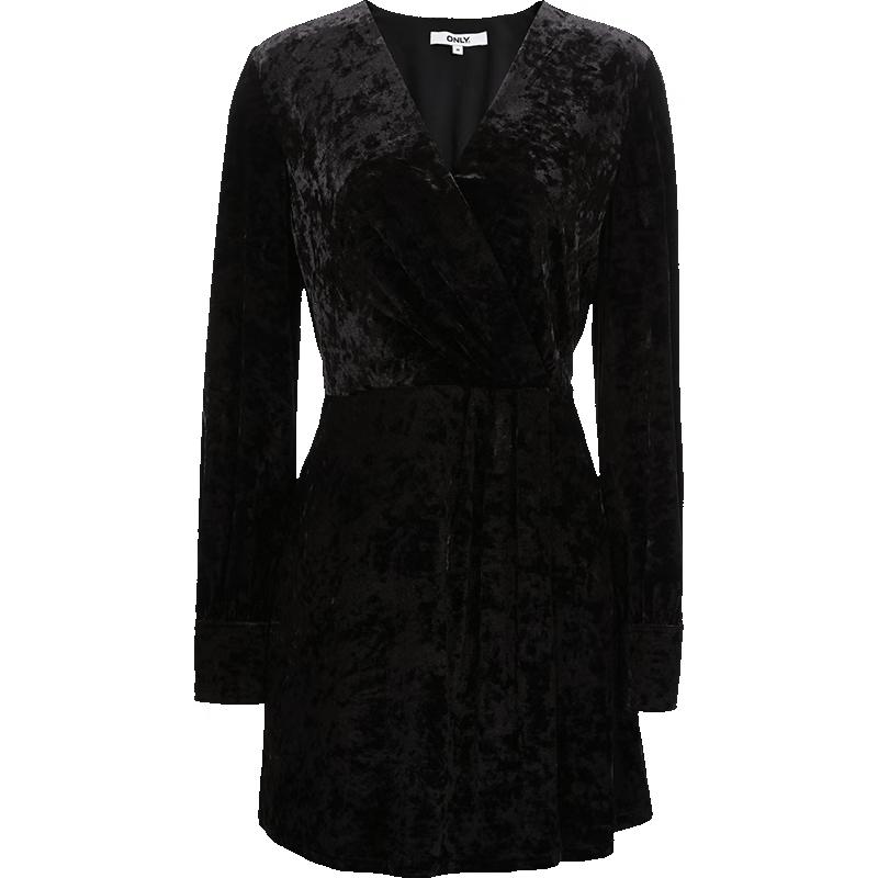 

ONLY 2024 Autumn Elegant Velvet V-Neck Mini Dress XS