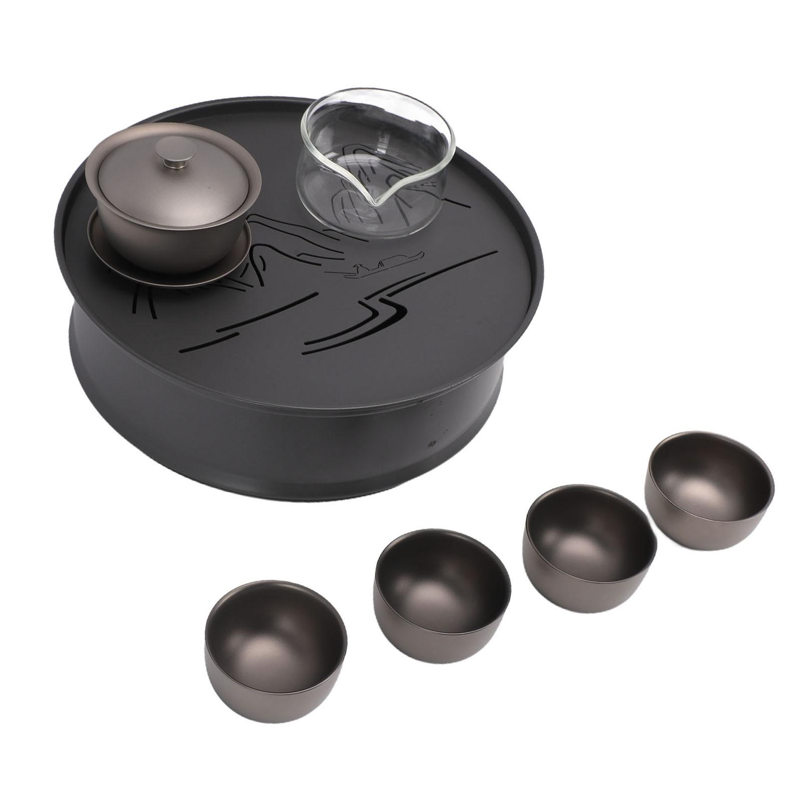 Outdoor Camping Tea Set Multifunctional Lightweight Portable Pure Ti Camping Tea Brewing Cup Set