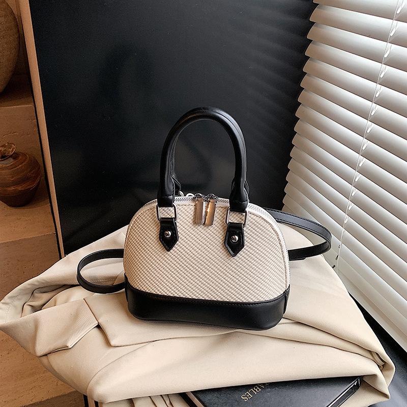 Retro Contrasting Shell Bag 2025 New Trendy Texture Versatile Handbag Casual Shoulder Bag Messenger Women's Bag