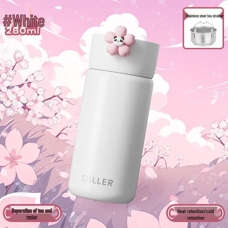 Dileber Cherry Blossom Panda Mini Insulated Water Bottle