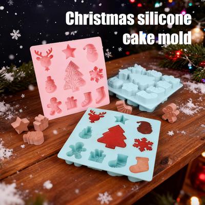 Jul Silikonform Non-stick Livsmedelskvalitet Tål Maskindisk Lätt Släpp DIY Jultomte Snögubbe Ren Choklad Godis Tårta Fondant Kakform