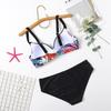 Women's Fashion Sexy Leaf Print High Waist Split Swimsuit Bikini