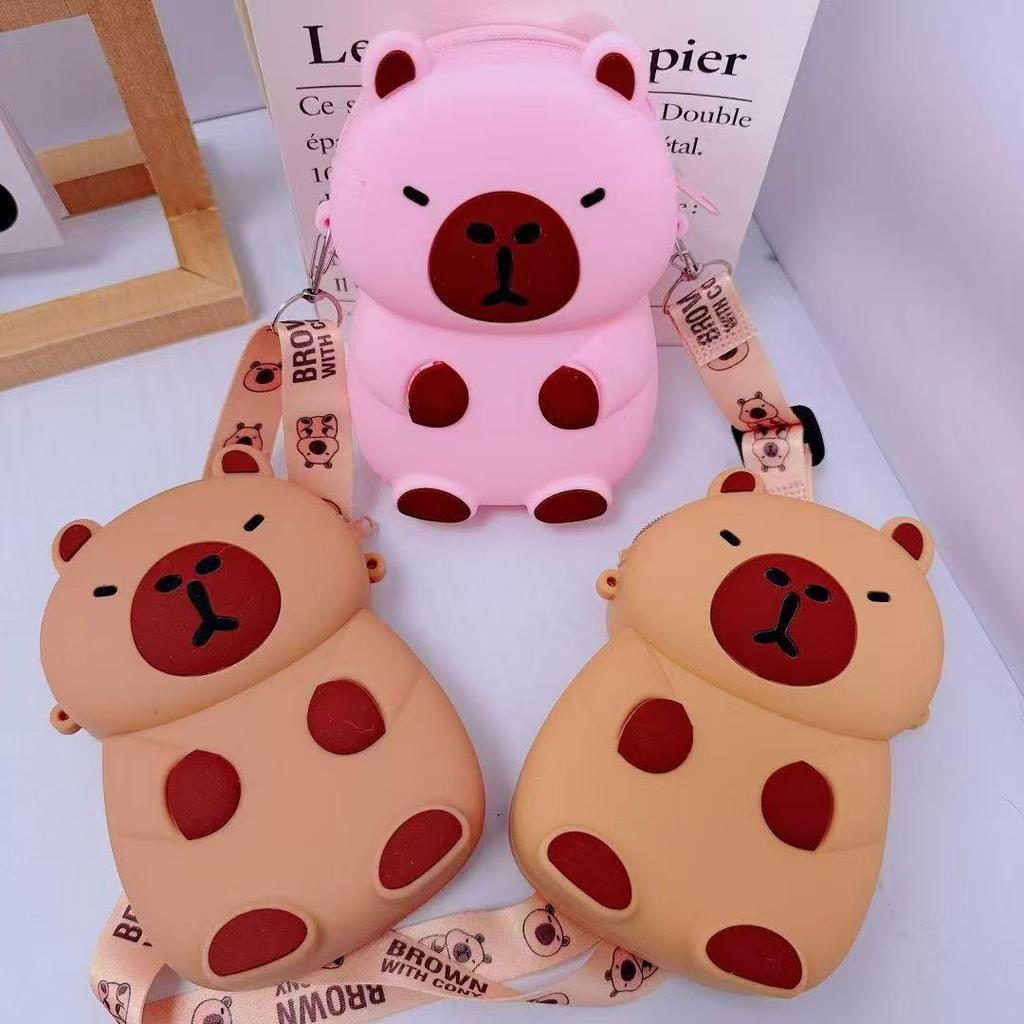 Creative Capybara Cartoon Silicone Coin Purse & Crossbody Bag for Kids