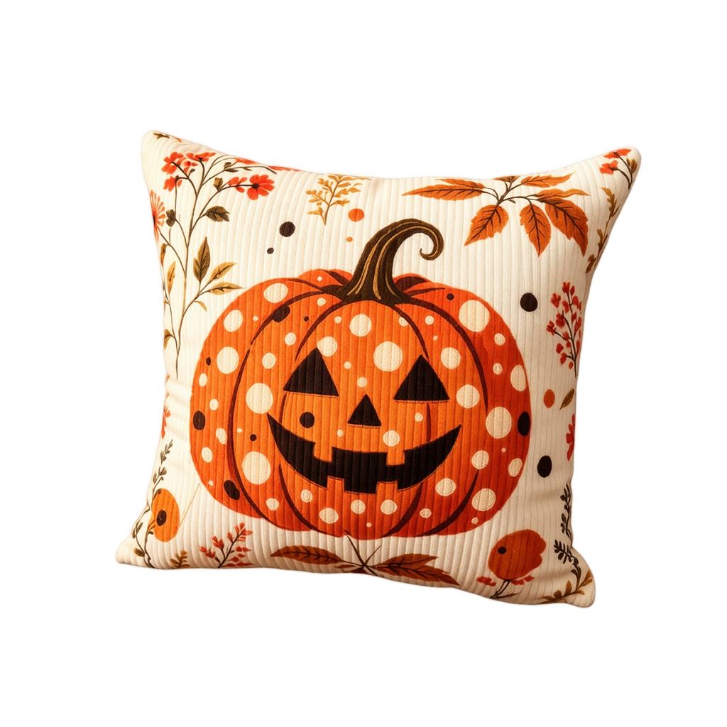 Halloween Pumpkin Corduroy Cover Decorative Throw Case for Couch Indoor Fall Decor