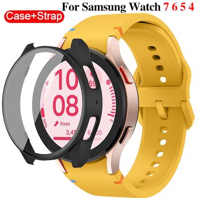 Bracelet en Silicone pour Samsung Watch 7 6 5 4 40mm 44mm 5Pro 45mm Bracelet Avec Coque Protection d'Écran Couverture Pare-chocs pour Accessoires de Poignet