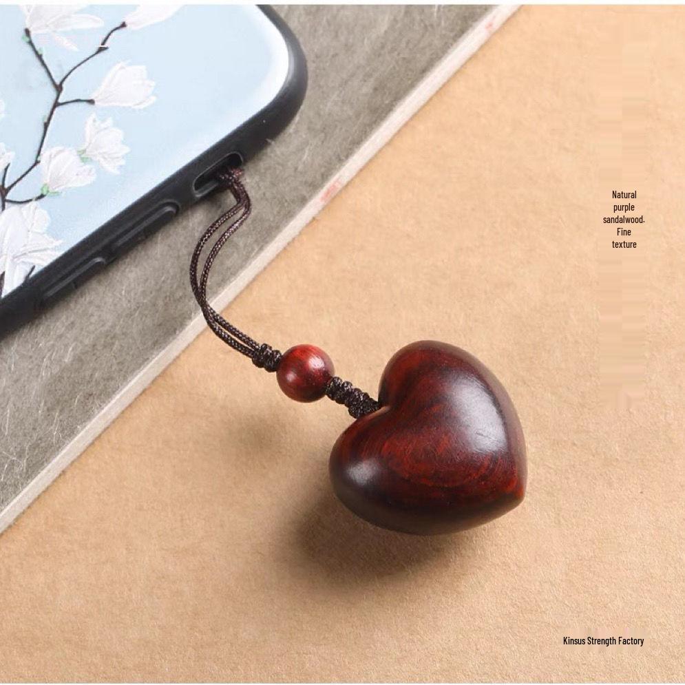 Rosewood Heart Keychain & Phone Charm for Men and Women