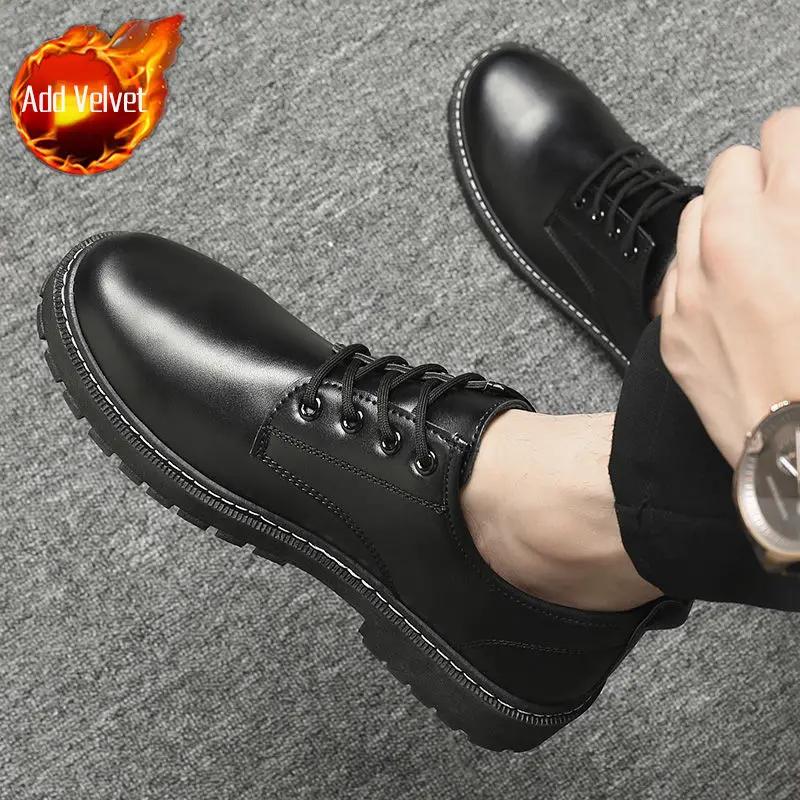 Fashion Non Slip Velvet British Style Black Male Casual Shoe Retro Summer Sale Elegant Legitimate Cowhide Low Price Men's Leather Shoes
