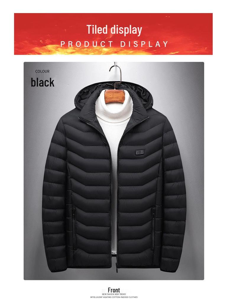 Men's Dual-Control USB Heated Cotton Coat with Nine-Zone Electric Heating