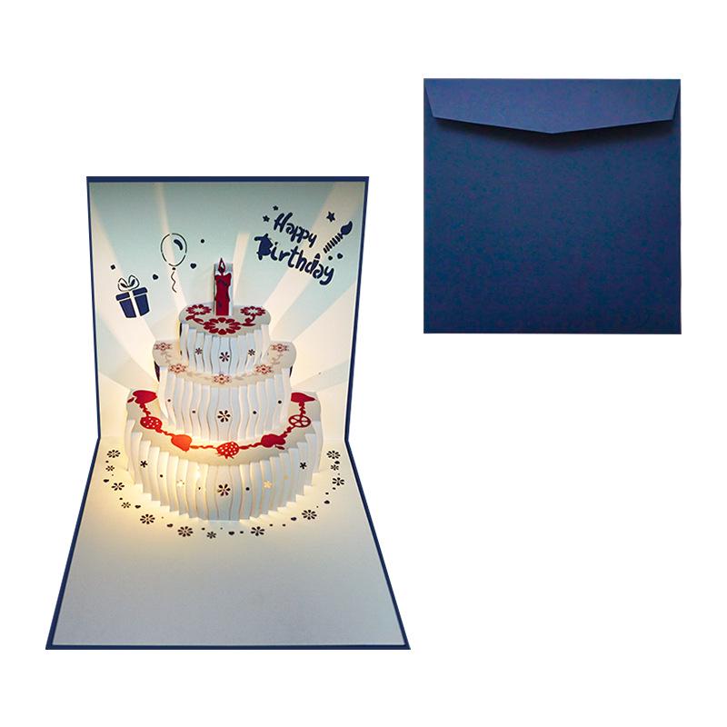 3D Birthday Cake Pop-up Greeting Card with Blessings for Company Employees