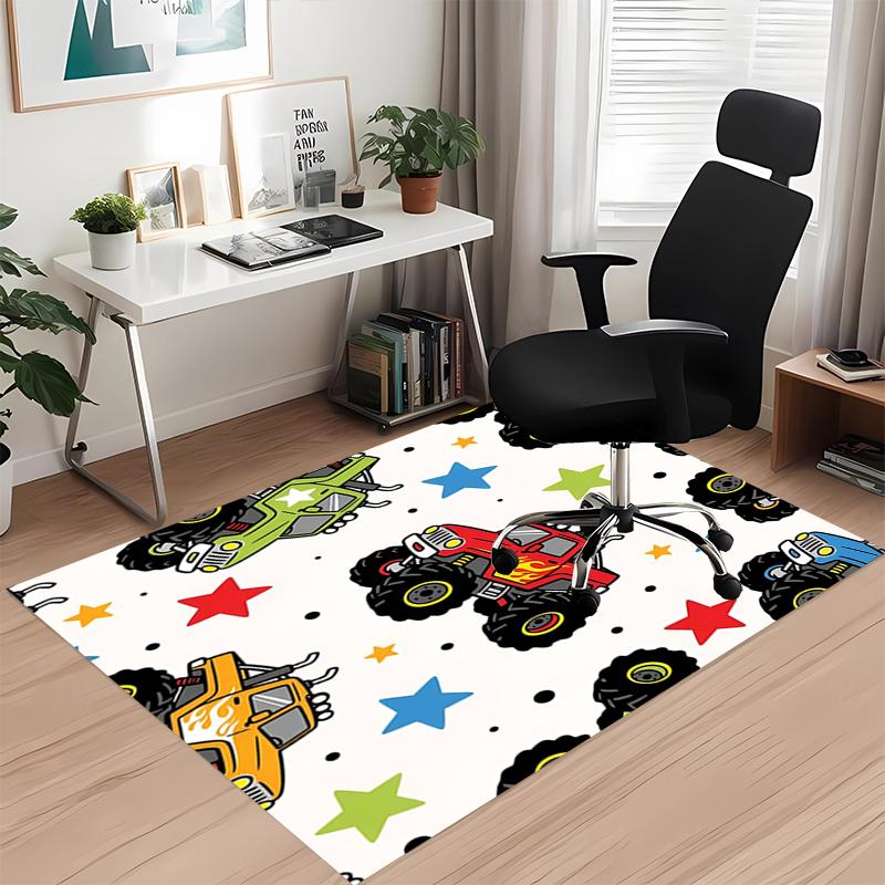 Truck Printed Carpet, for Office Chair Living Room Bedroom Kitchen Room Decor Gifts.