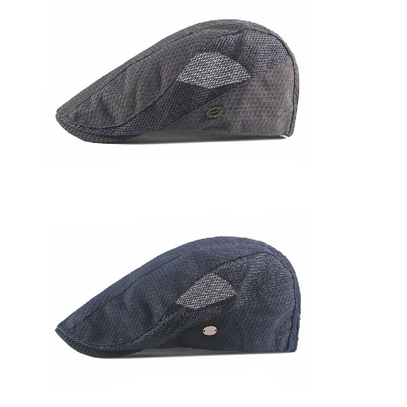 Men Women Breathable Mesh Summer Hat Newsboy Beret Ivy Cap Cabbie Flat Cap Adjustable Vintage Style