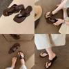 Fairy Wind Beach Cover Toes Square Head Versatile Flat Bottom Outside Wearing Flip-Flops Open Toes Cool Slippers Female Summer