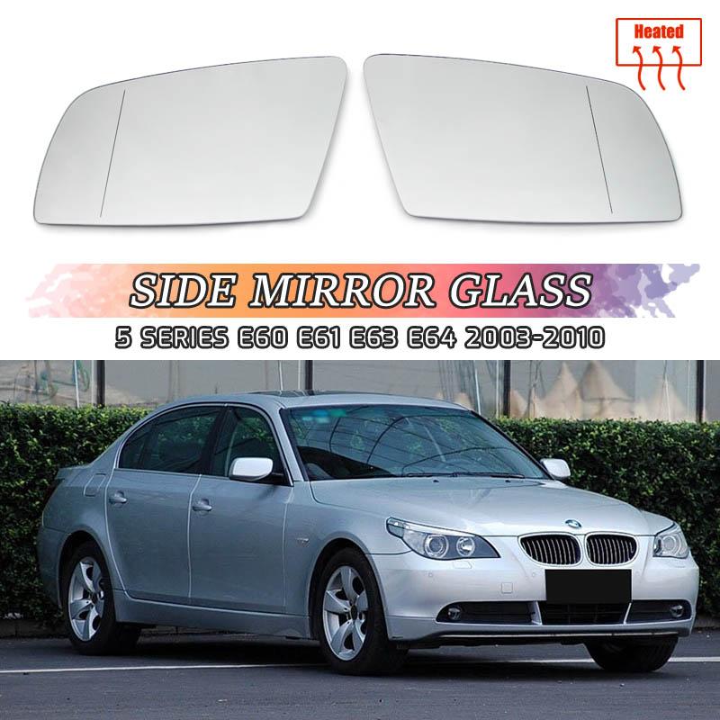 Left&Right Side Heated Wing Mirror Glass Wide Angle Rearview Mirror For BMW 5 Series E60 E61 E63 E64 2003-2008