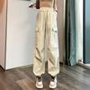 Fashion Women Joggers Pants Casual Chic Straight Cargo Pants Elastic High Waist Streetwear Slim Trousers Summer Thin