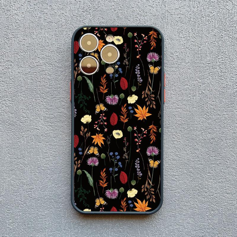 Fashion Luxury Flower Floral Funda Case for Iphone 13 12 11 Pro Max Mini 15 14 Pro Max Plus XR X XS 8 7 Plus SE Shockproof Shell