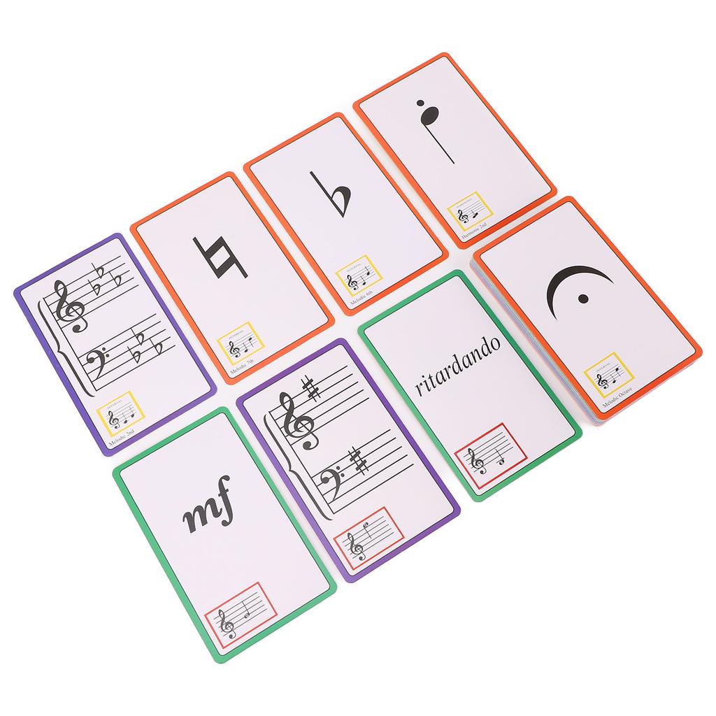 50 stk Musikk Flashkort Fargekodet Dobbeltsidig Piano Note Flashkort for Læring