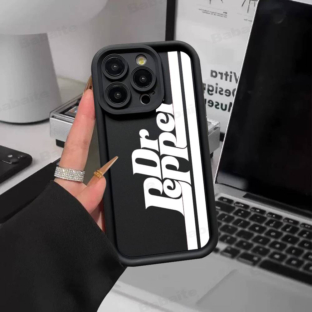 

D-Dr Pepper Cartoon Silicone Soft Phone Case For IPhone 17 16 15 14 Plus 13 12 Mini 11 Black Cover iPhone 17 Air