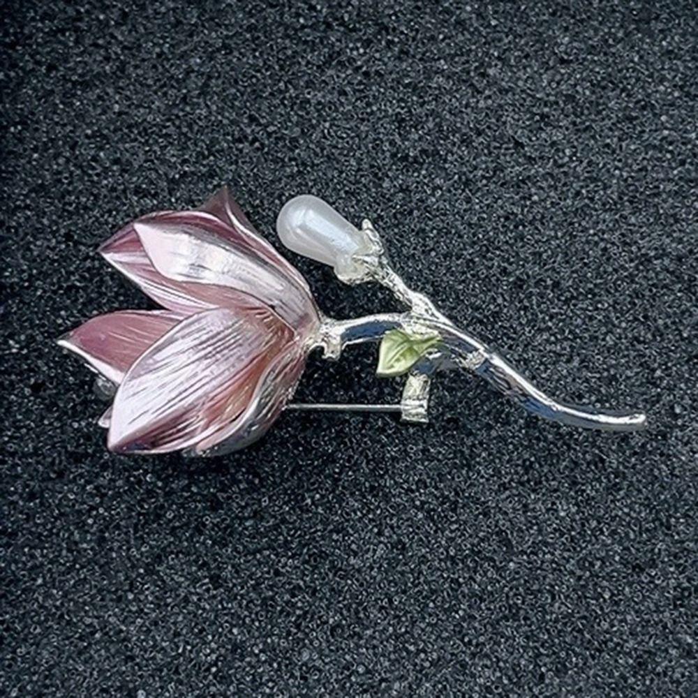 Chinese Style Magnolia Flower Brooch Vintage Suit Collar Pin  Jewelry Accessory