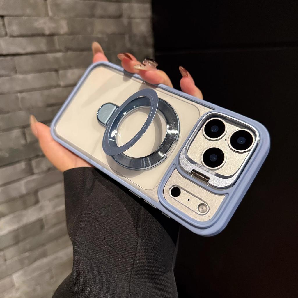 Magnetic Lens Dual Bracket for iPhone17PROMAX Creative Mobile Phone Case for Apple 16 with Lens Film