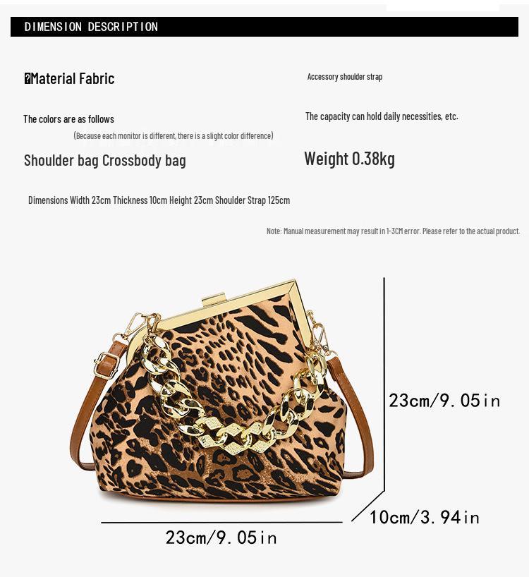 2025 Leopardenmuster Damen Mode Schultertasche mit dicker Kette - Europäischer & Amerikanischer Stil Trend